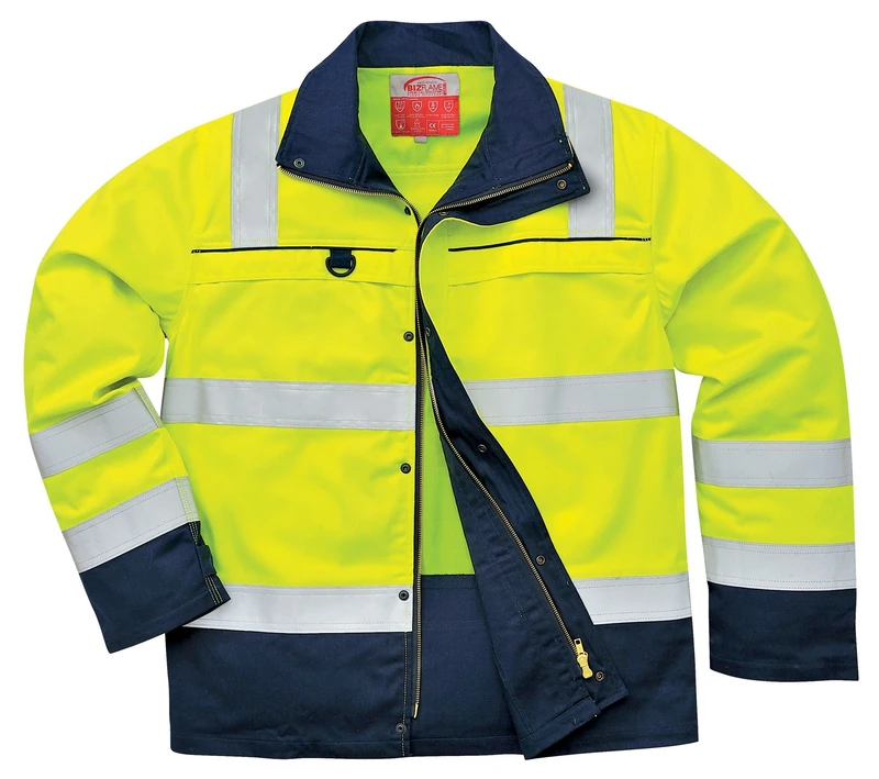 Portwest Hi-Vis Multi-Norm Jacket, Color: Yellow/Navy, Size: L, FR61YNRL