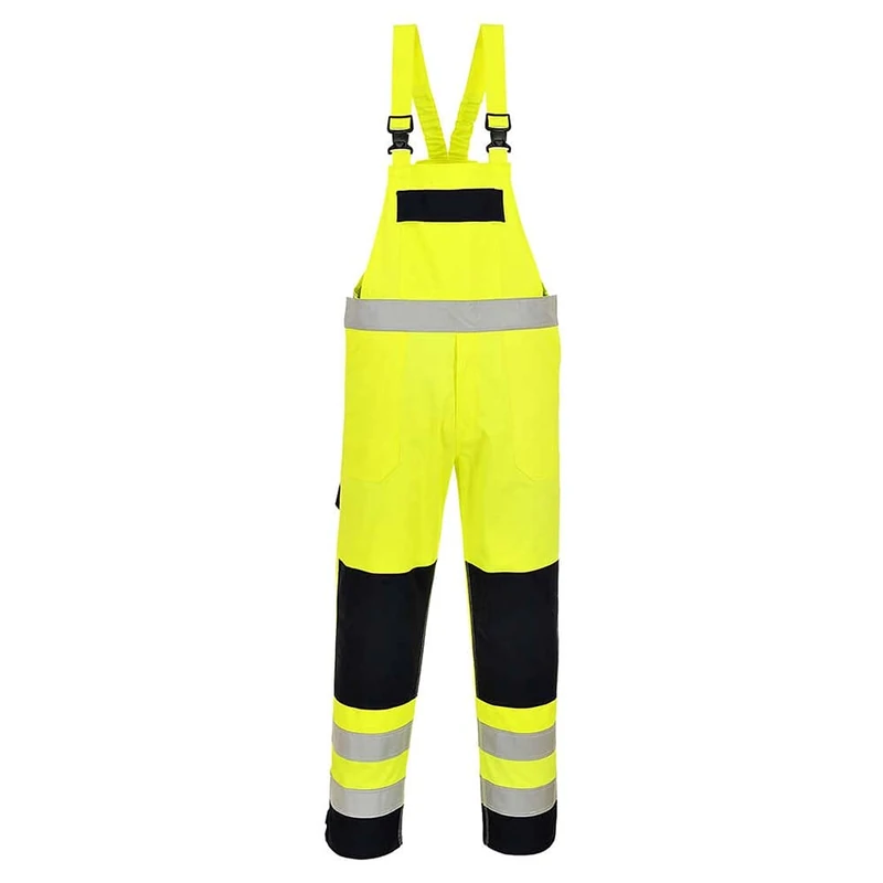 Portwest Hi-Vis Multi-Norm Bib and Brace, Color: Yellow/Navy, Size: XXXL, FR63YNRXXXL