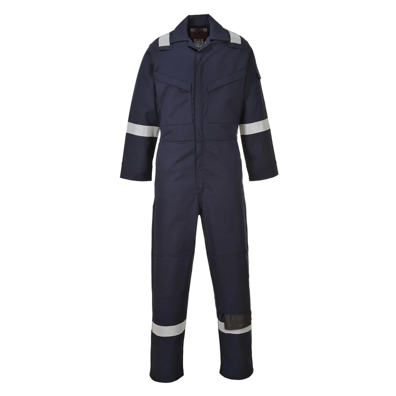 Portwest FR50 Men's Bizflame Work FR Coverall Flame Resistant Hi Vis Anti-Static Arc Proof Safety Overalls Reflective Knee Pad Pockets CE Certified Offshore Workwear, Navy Tall, XXL