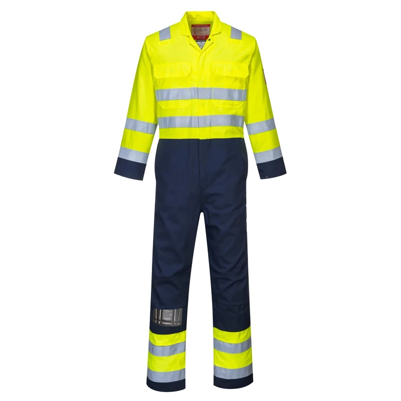 Portwest BIZ7 Hi-Vis Anti-Static Bizflame Pro Coverall Yellow/Navy, Large