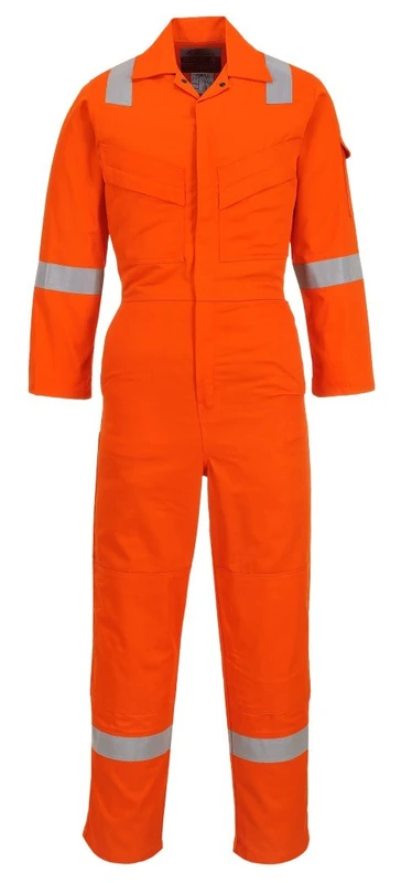 Portwest Flame Resistant Light Weight Anti-Static Coverall 280g, Size: XS, Colour: Orange, FR28ORRXS