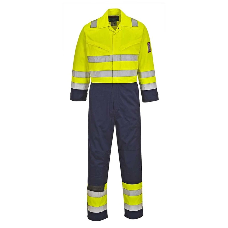 Portwest MV28 Reflective Hi-Vis Modaflame Coverall Yellow/Navy, X-Large