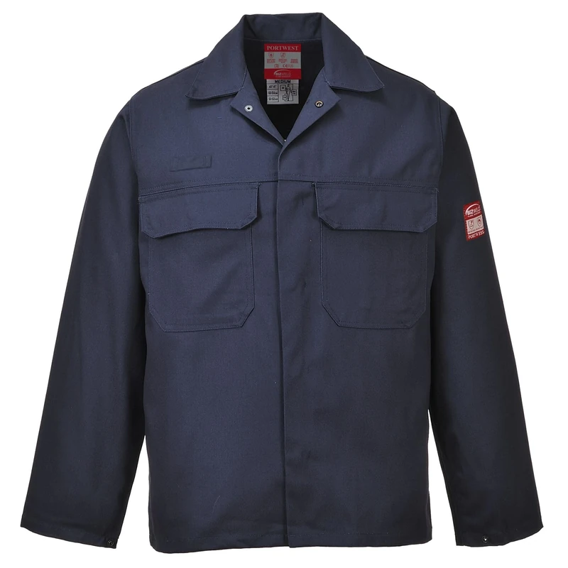 Portwest BIZ2 Mens Heat and Flame Resistant Welding Jacket Bizweld FR Protective Work Coat Durable Workwear Navy, Small