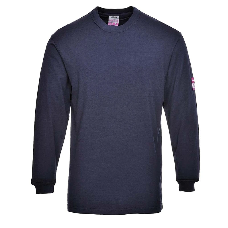 Portwest FR11 Modaflame Knit FR Long Sleeve T-Shirt Flame-Resistant Anti-Static Heat Protection Soft Breathable Workwear CE-Certified for Safety Compliance, Navy, XXXL