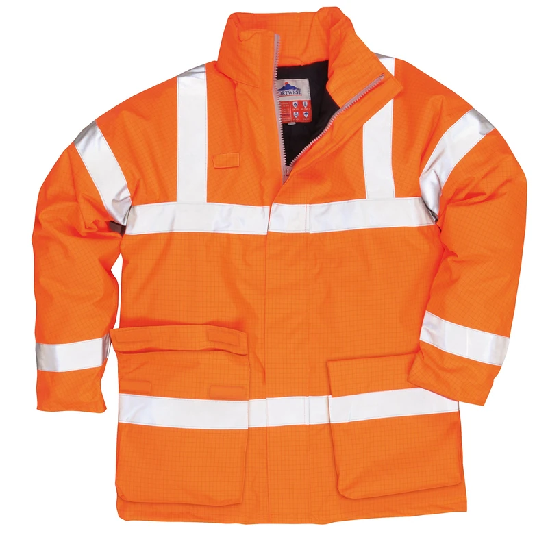 Portwest S778 Waterproof Bizflame Rain Hi-Vis Antistatic FR Jacket Orange, XX-Large