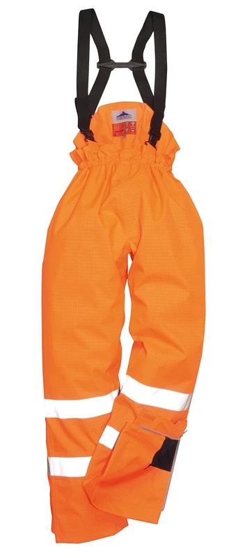 Portwest Bizflame Rain Unlined Hi-Vis Antistatic FR Trouser, Size: S, Colour: Orange, S780ORRS