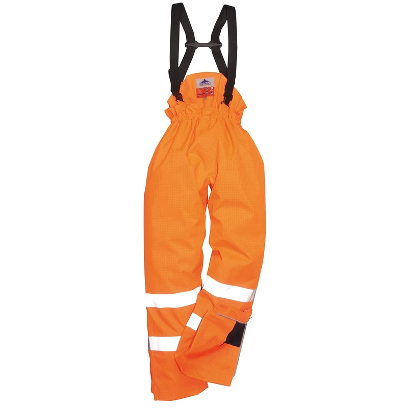 Portwest Bizflame Rain Lined Hi-Vis Antistatic FR Trouser, Size: XL, Colour: Orange, S781ORRXL