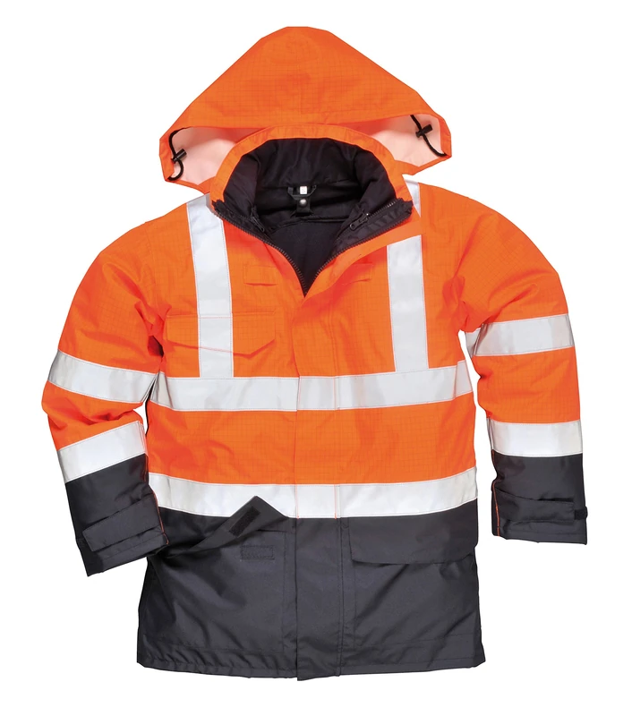 Portwest Bizflame Rain Hi-Vis Multi-Protection Jacket, Size: L, Colour: Orange/Navy, S779ONRL