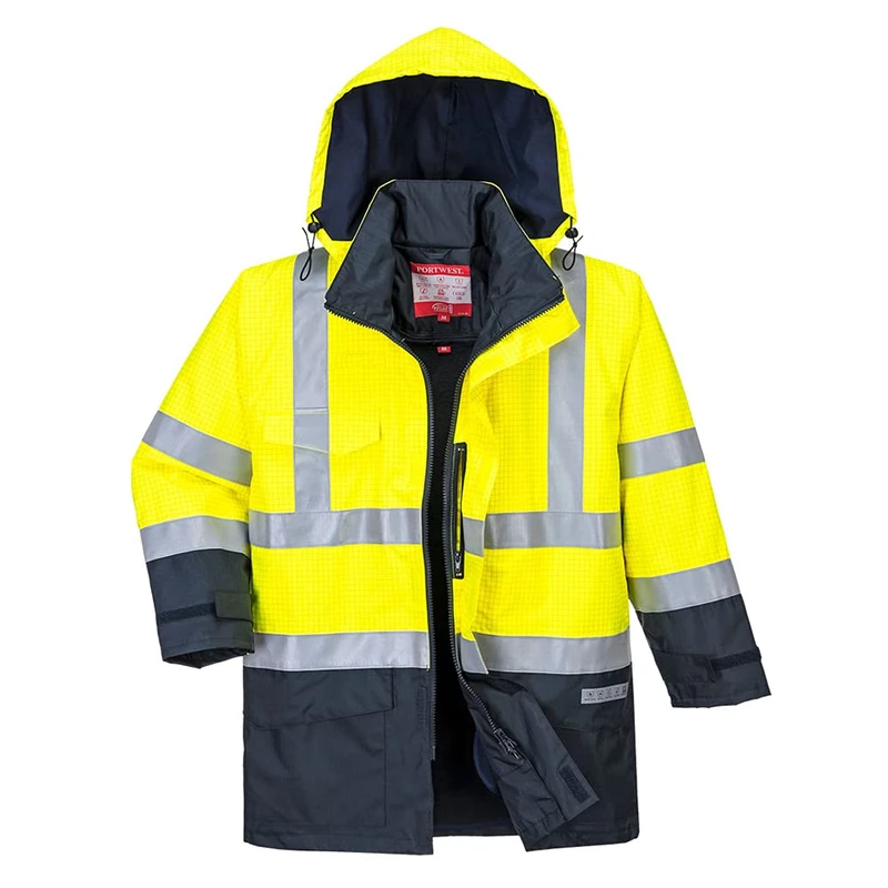 Portwest Bizflame Rain Hi-Vis Multi-Protection Jacket, Size: XL, Colour: Yellow/Navy, S779YNRXL