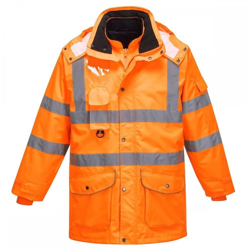 Portwest RT27 Waterproof Hi-Vis Breathable 7-in-1 Traffic Jacket Orange, Small