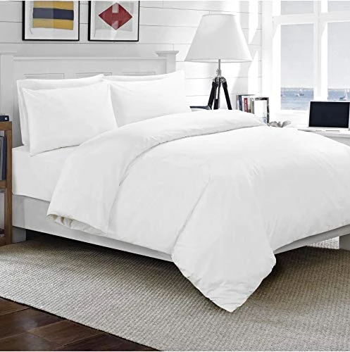 Sapphire Collection Luxury 100% Egyptian Cotton Duvet Quilt Cover & Pillowcase Bedding Set (White, Single)