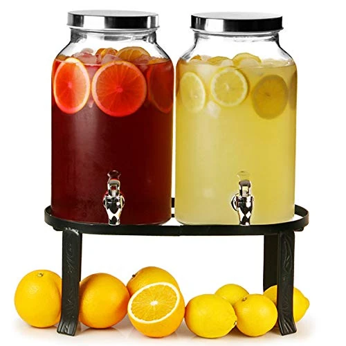 bar@drinkstuff Dual Mason Jar Drinks Dispenser with Stand 10ltr, Single