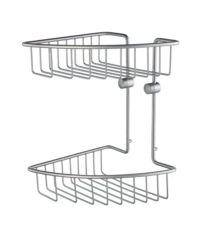 Smedbo House Corner Soap Basket Double, Brass, Silver, 20.7 x 20.7 x 29.5 cm