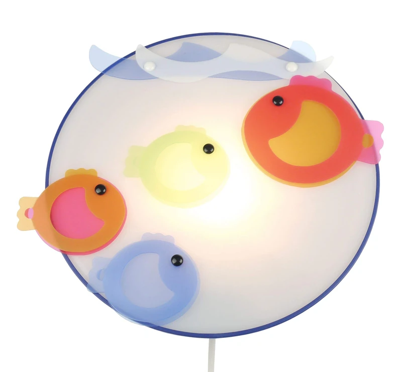 Niermann Standby 40684 E14 Small Edison Screw 25 Watt Small Fishes Wall Light with a Breakproof Plastic Cover, Multi-Colour
