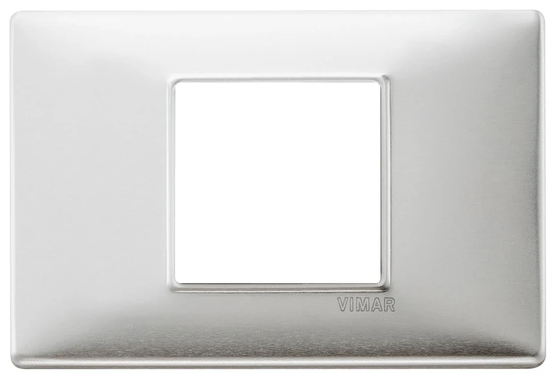 Vimar Flat Series Plate 2 Center Module Brushed Aluminium