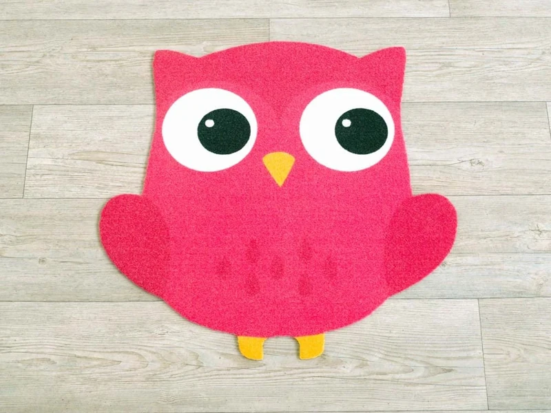 Zala Living Short Pile Children's Owl with Contour Cut Pink Rug Contour Rug Polyamide Pink 100 x 100 x 0.5 cm