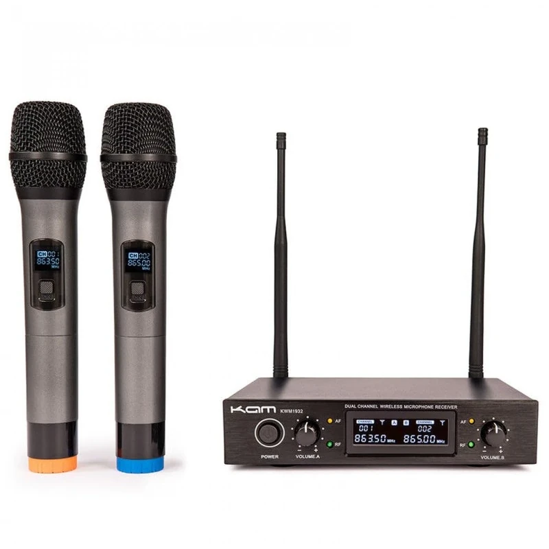 KAM UHF Fixed Twin Channel Professional Wireless Microphone System