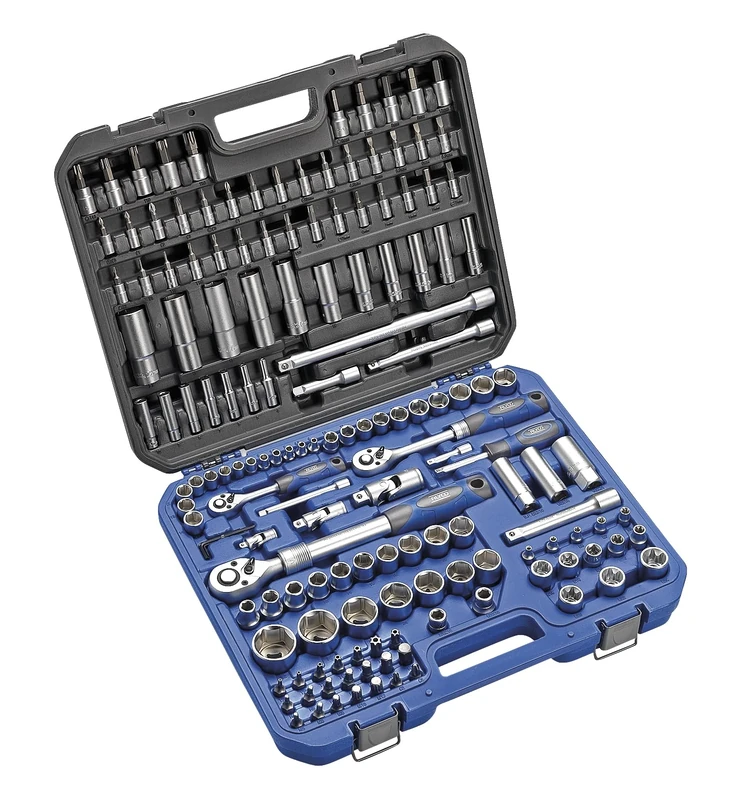 Alyco 192386 Socket Wrench Set, 155 Pieces, 1/2-Inch Drive with Extendible Wrench, Adaptors, and Tips in a Plastic Case