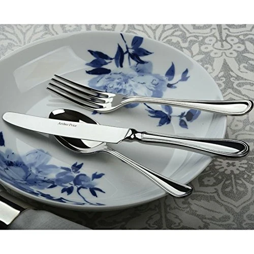 Arthur Price Every Day 58-Piece Britannia 8-Person Canteen Set, Stainless Steel, Silver, 53.4 x 31.6 x 6.86 cm