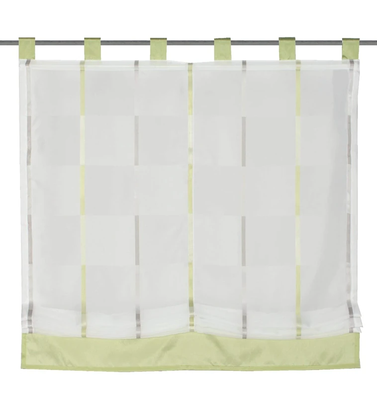 Home fashion Francine 79810-868 Roman Blind Effect Voile 140 x 120 cm Stripes Green - Image 1