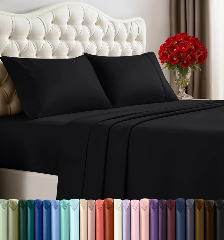 Utopia Bedding King Bed Sheets Set - 4 Piece Bedding - Brushed Microfiber - Shrinkage and Fade Resistant - Easy Care (King, Black)