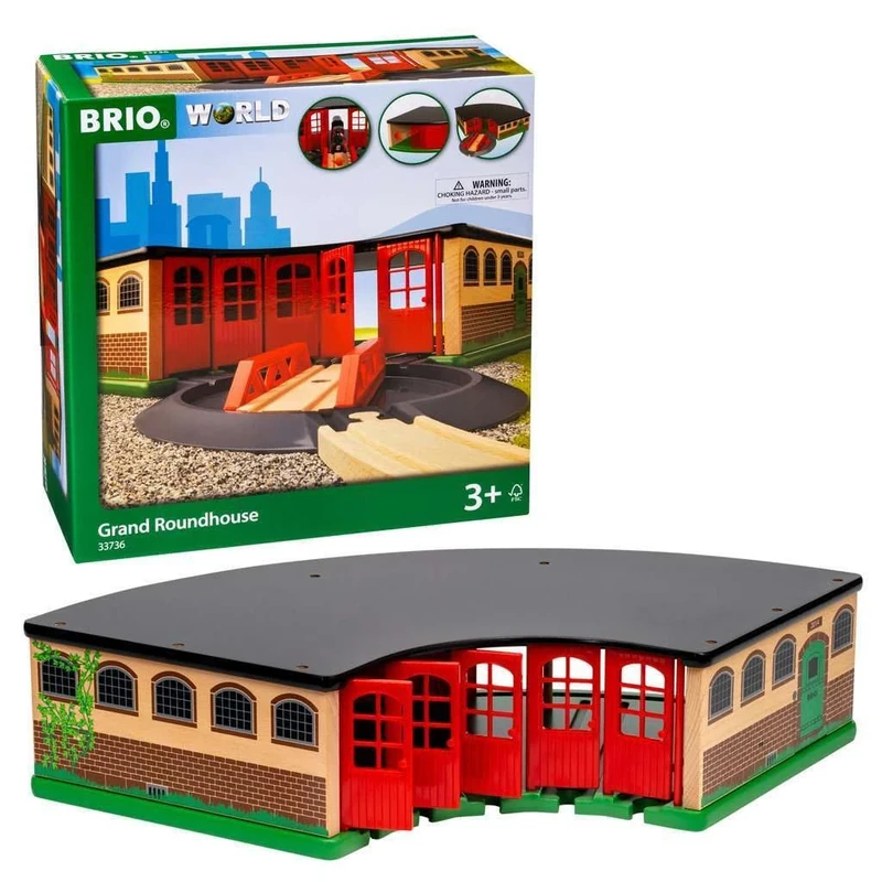 BRIO World Grand Roundhouse for Kids Age 3 Years Up - Wooden Railway Set Add On Accessories