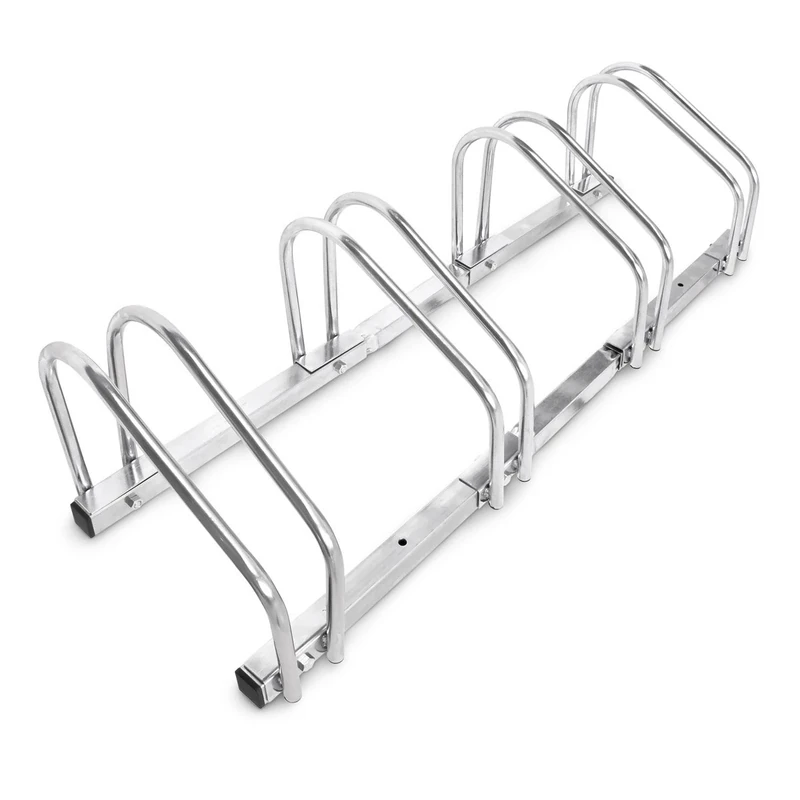 Relaxdays Bike Stand For 4 Bikes, Floor And Wall Mount, 26 x 100 x 32 cm, Outdoor Bike Holder Rack, Steel, Silver
