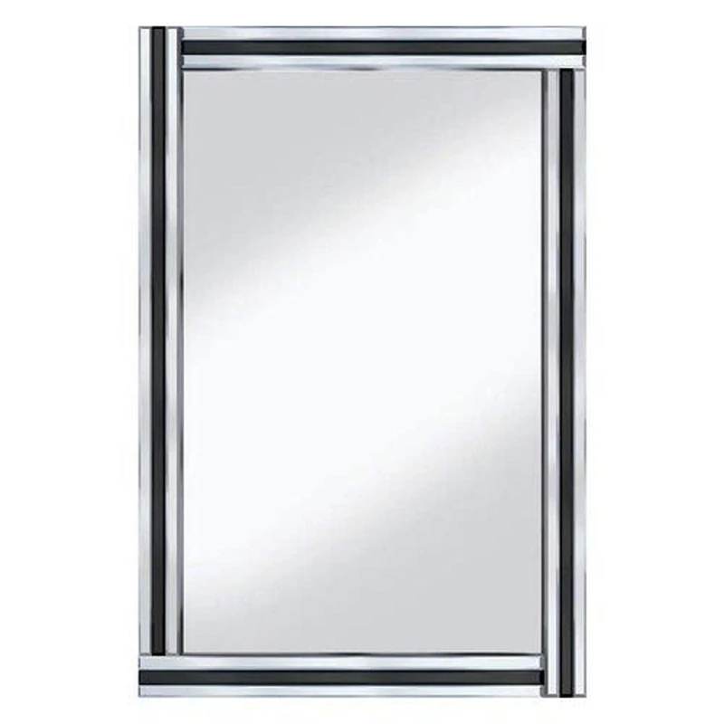 Barcelona Trading Fiona Glass Framed Rectangle Bevelled Wall Mirror, Black, 120 x 80 cm