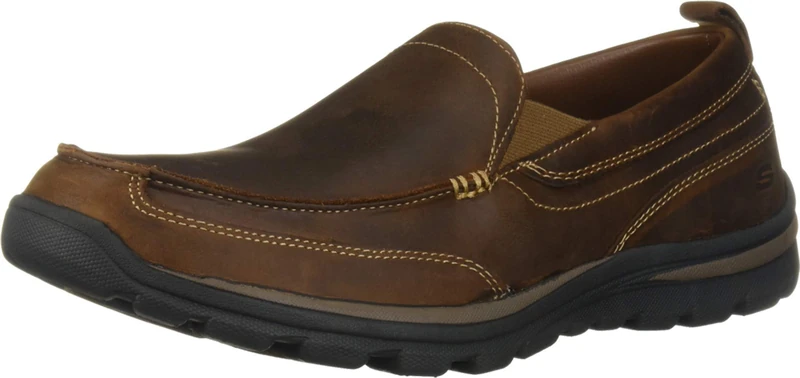 Skechers Men's Superior Gains Loafer, Dark Brown, 6.5 UK X-Wide