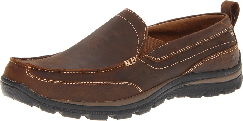 Skechers Men's Superior Gains Loafer, Dark Brown, 9.5 UK X-Wide