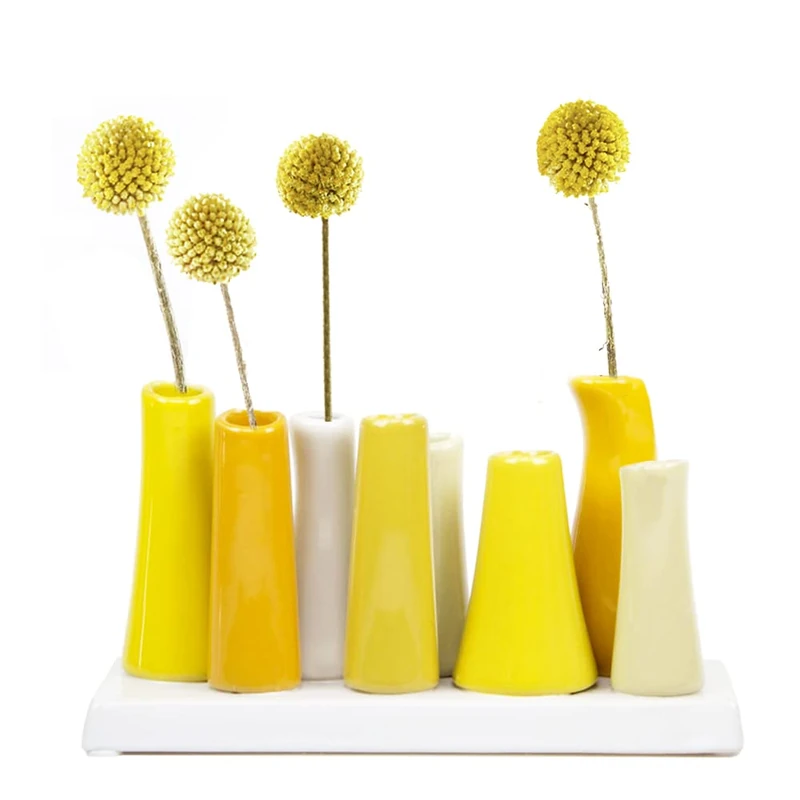 Chive - Pooley 2, Unique Ceramic Flower Vase, Low Rectangular Modern Decorative Vase for Home Decor Living Room Office and Centrepieces, Yellow