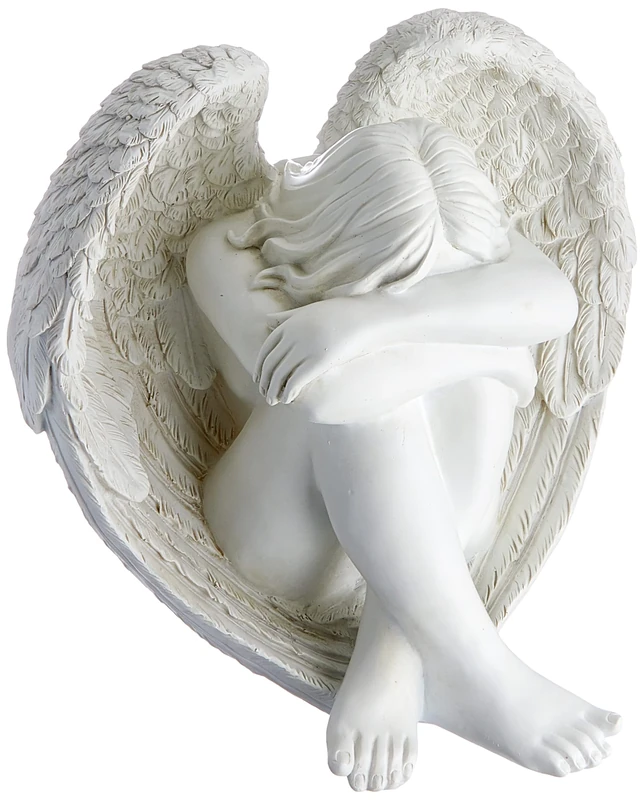 Design Toscano JQ6366 Serene Solitude Angel Garden Statue, 35.5 cm, Polyresin, Antique Stone