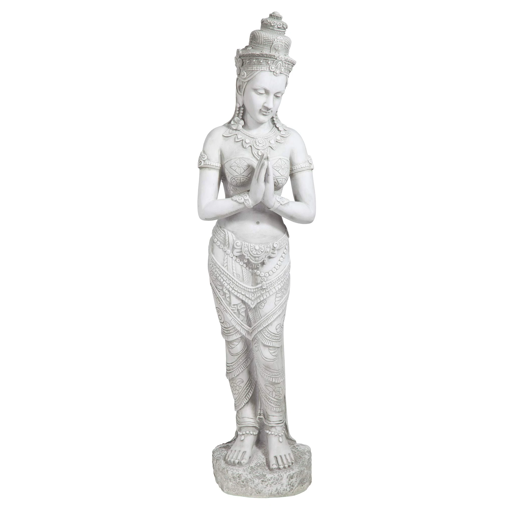 Design Toscano KY1459 Thai Teppanom Beautiful Being Asian Decor Garden Statue, 89 cm, Polyresin, Antique Stone