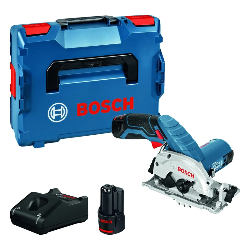 Bosch Professional 12V System Cordless Circular Saw GKS 12V-26 (incl. Hex Key, Parallel Guide/Guide Rail Adapter, 1x Circular Saw Blade, Charger GAL 12V-40, 2X Battery GBA 12V 2.0Ah, L-BOXX 136)