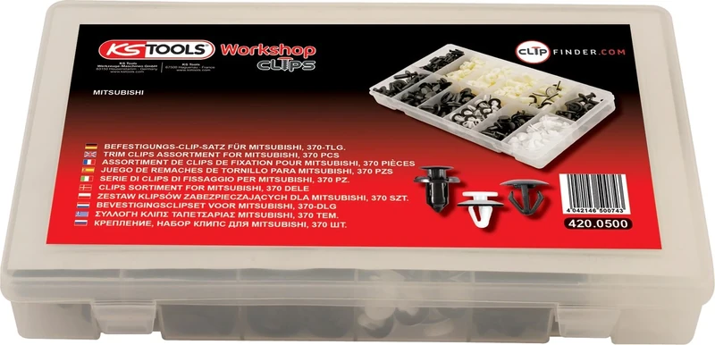 KS Tools 420.0500 Trim Clips Assortment Mitsubishi (370 Pieces)