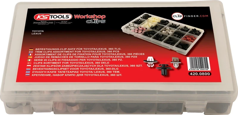 KS Tools 420.0800 Trim Clips Assortment Toyota/Lexus (360 Pieces)