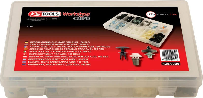 KS Tools 420.0000 Trim Clips Assortment Audi (160 Pieces) - Image 1