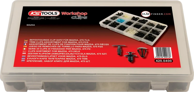 KS Tools 420.0400 Trim Clips Assortment Mazda (475 Pieces)