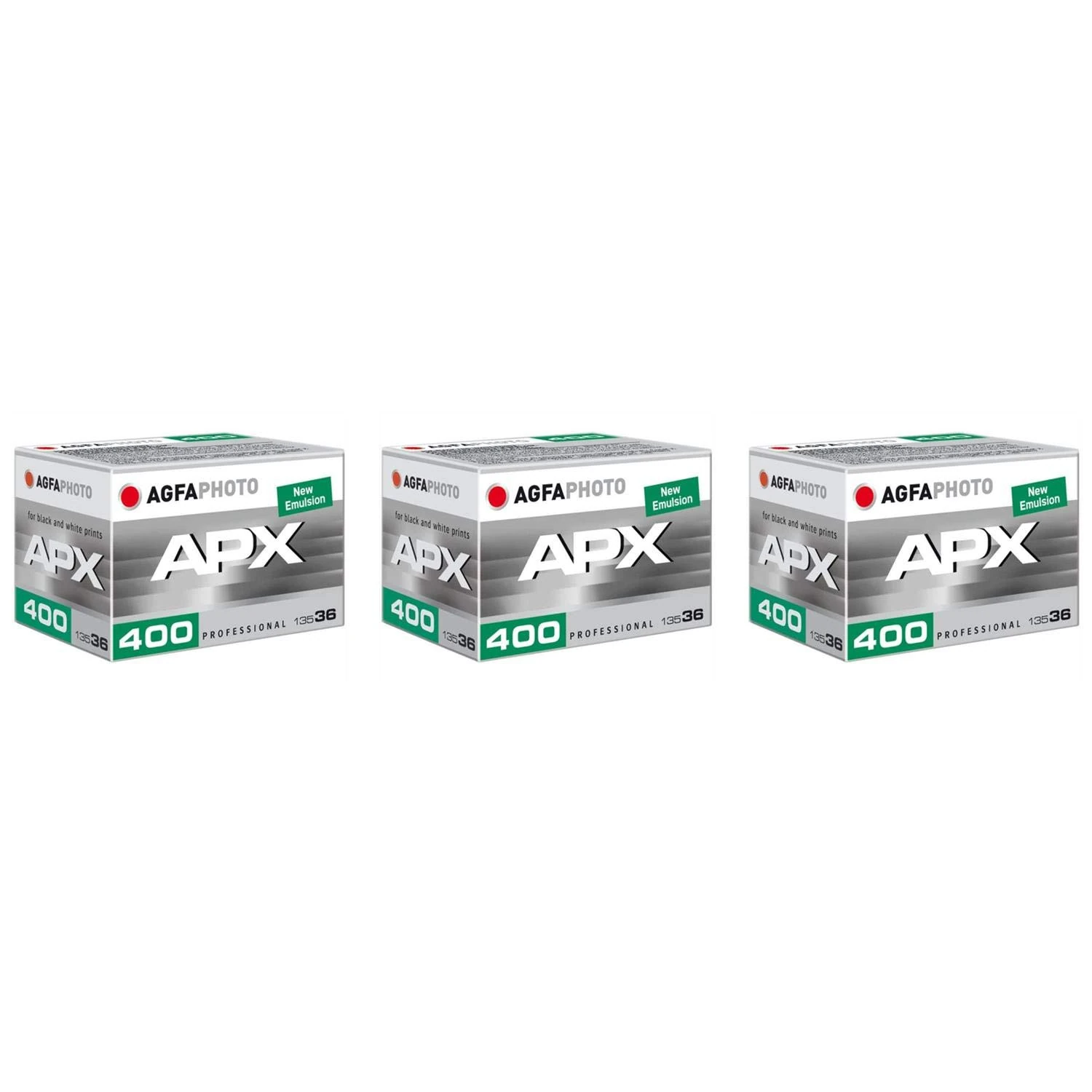 Agfa APX 400 Black & White Film 35mm 36exp 3 Pack
