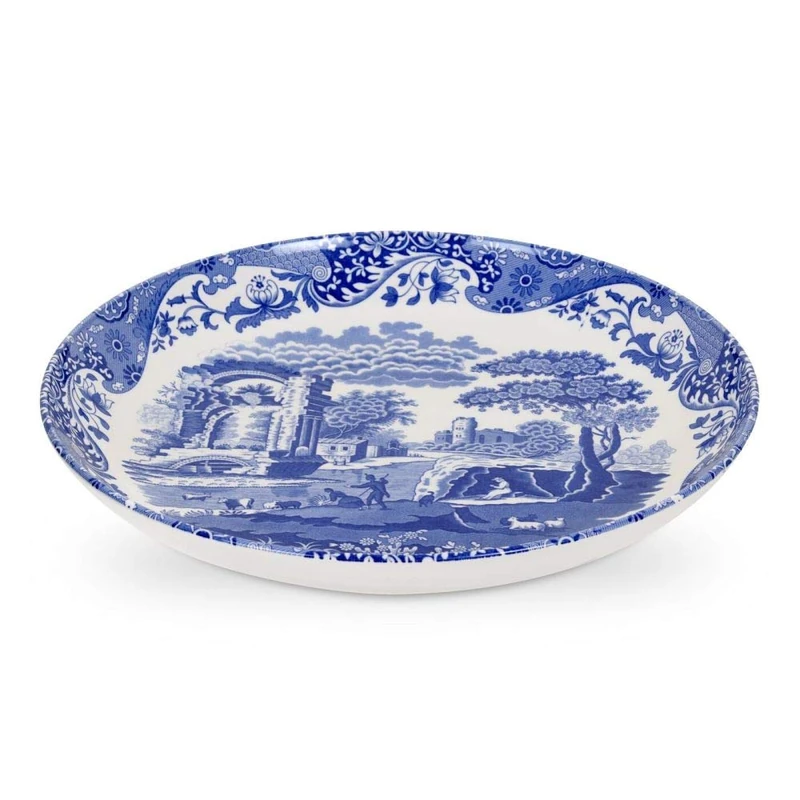 Spode x Blue Italian Pasta Bowl - Quality Made in England Earthenware, Classic Blue & White Design with Imari Border, Dishwasher & Microwave Safe, 30cm