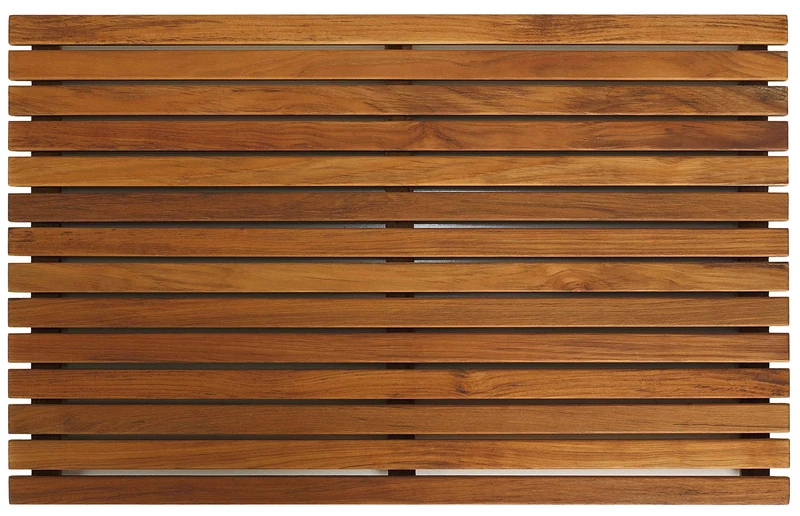 Bare Decor Spa, Door Mat in Solid Teak Wood and Oiled Finish, 31.5" W x 19.5" L x 1.5" H
