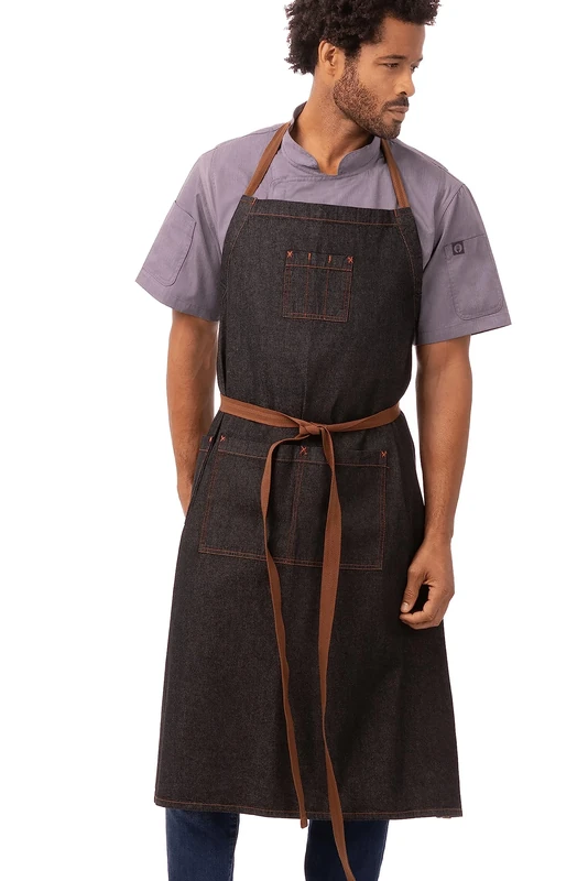 Chef Works B340 Memphis Bib Apron, Size: 863 mm L x 812 mm W, Colour: Black