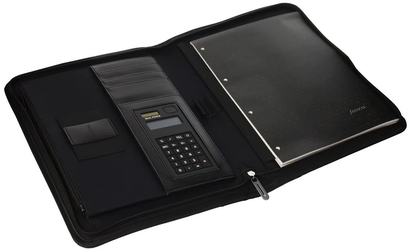 Filofax A4 Microfibre Zipped Folio with Calculator Black