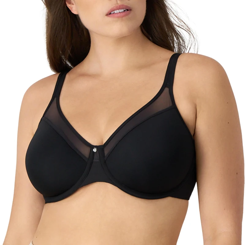Bali Women's One Smooth U Ultra Light Illusion Neckline Underwire Bras, Black, 36B UK