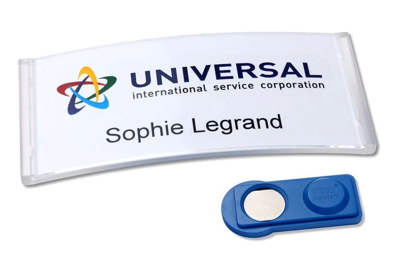Badgepoint polar35 Name Badges (80 x 34 mm, 10 Signs with Magnet, Twist-Proof, with Print Sheet for Name Cards and Templates for Printing, Magnetic Name Tags for Clothes), Matte Stainless Steel