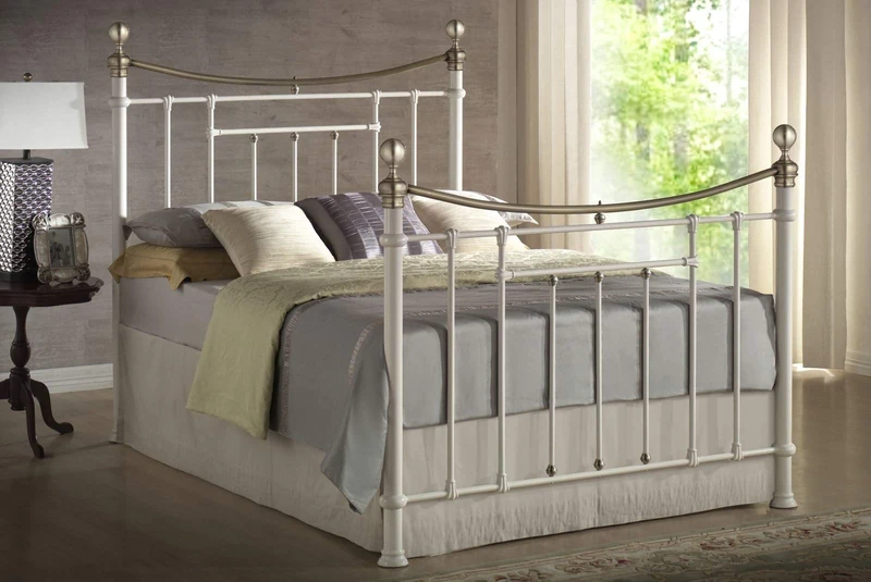 Birlea Bronte Bed - Metal, Cream, Double