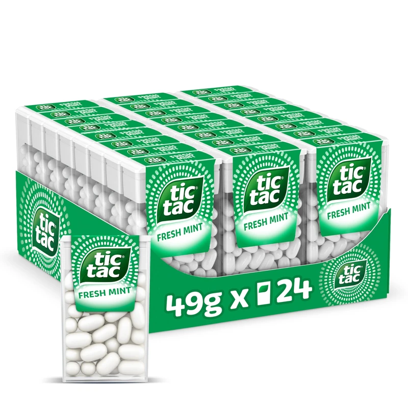 Tic Tac Classic Fresh Mints Sweets, Travel Essentials, Party Bags, On the Go Refreshment, Bulk Box of 24 x 49g Packs