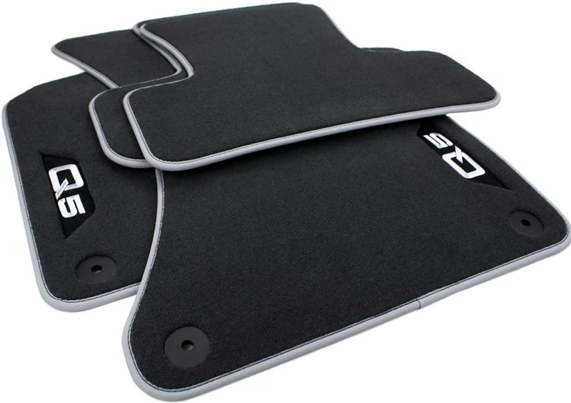 Audi Car 8R1061270MNO Premium Textile Floor Mats Front/Rear Black/Silver Grey Set of 4