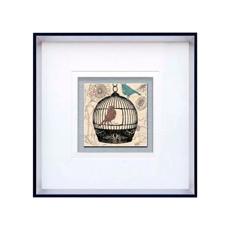 Premier Housewares Vintage Rounded Birdcage Design Framed Wall Art - Image 1