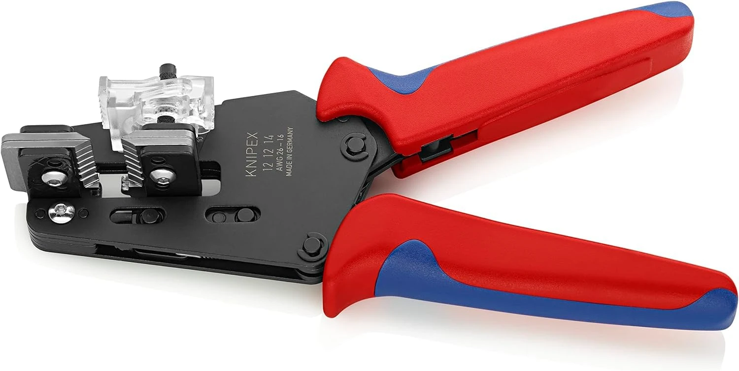 KNIPEX 12 12 14 Precision Insulation Stripper with adapted blades burnished with multi-component grips 195 mm Red